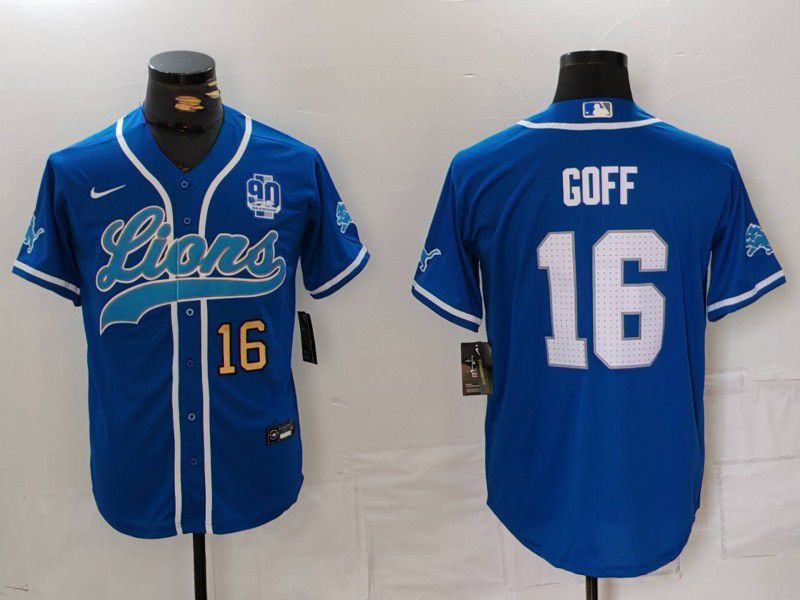 Men Detroit Lions #16 Goff Blue Second generation joint name 2024 Nike Limited NFL Jersey style 8154